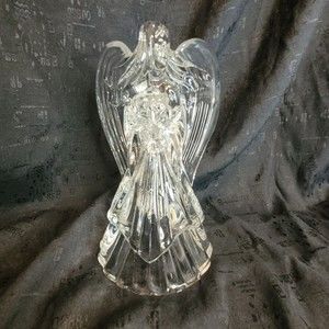 Heavy Crystal Angel Candle Holder Christmas Holiday 7.25"H